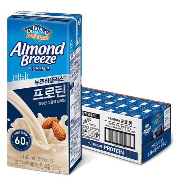 아몬드브리즈 뉴트리플러스 프로틴, 190ml, 24개